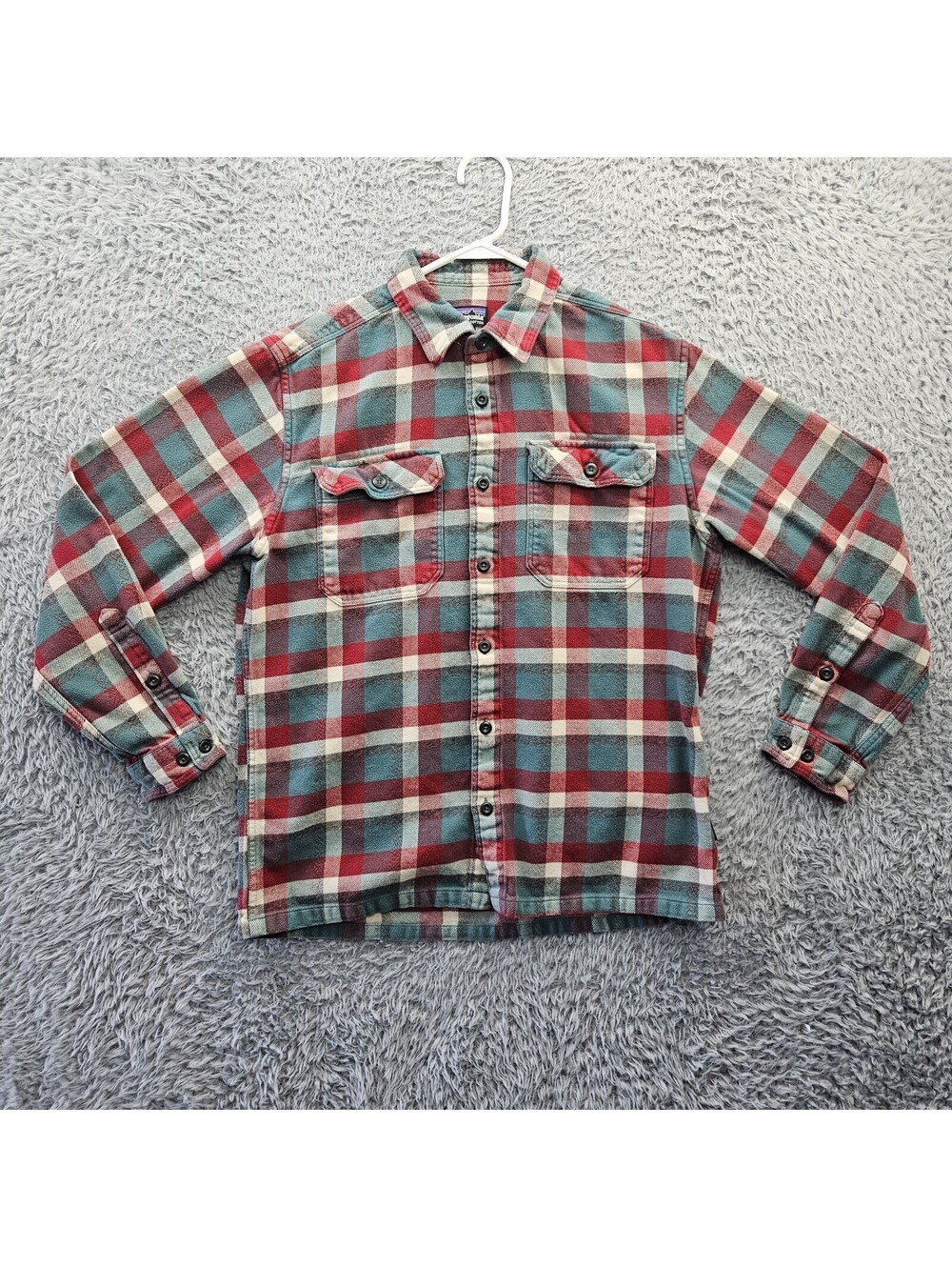 Patagonia Flannel Shirt Men Medium Fjord Flannel Flap Pockets Plaid Organic